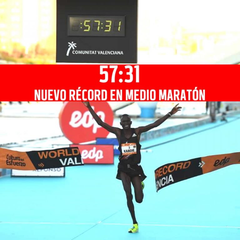 57:32 nuevo Récord mundial de medio maratón de Kibiwott Kandie