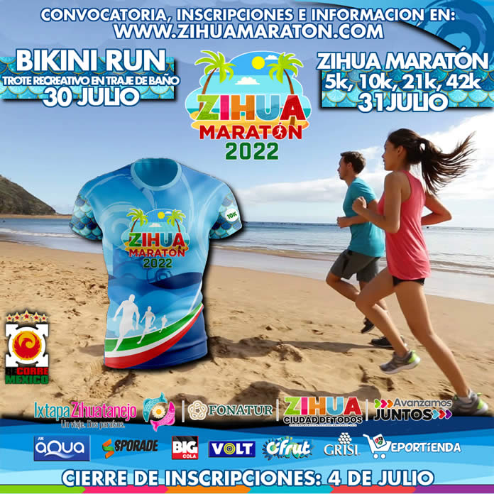 Zihua Maratón disfruta la playa con distancias de 5k, 10k, 21k y Maratón