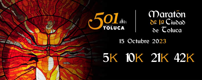 Maratón de Toluca en octubre con distancias de 5k, 10k, 21k y Maratón.